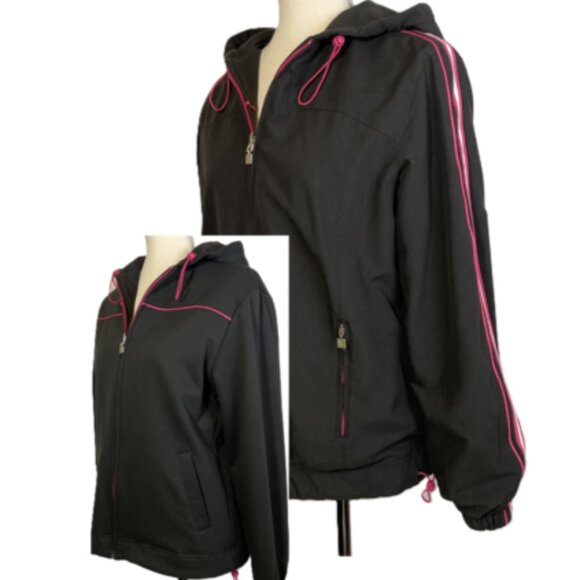 Everlast Jackets & Blazers - Everlast Reversable Hoodie Jacket Black Pink Stripe Sporty Track Retro Size M